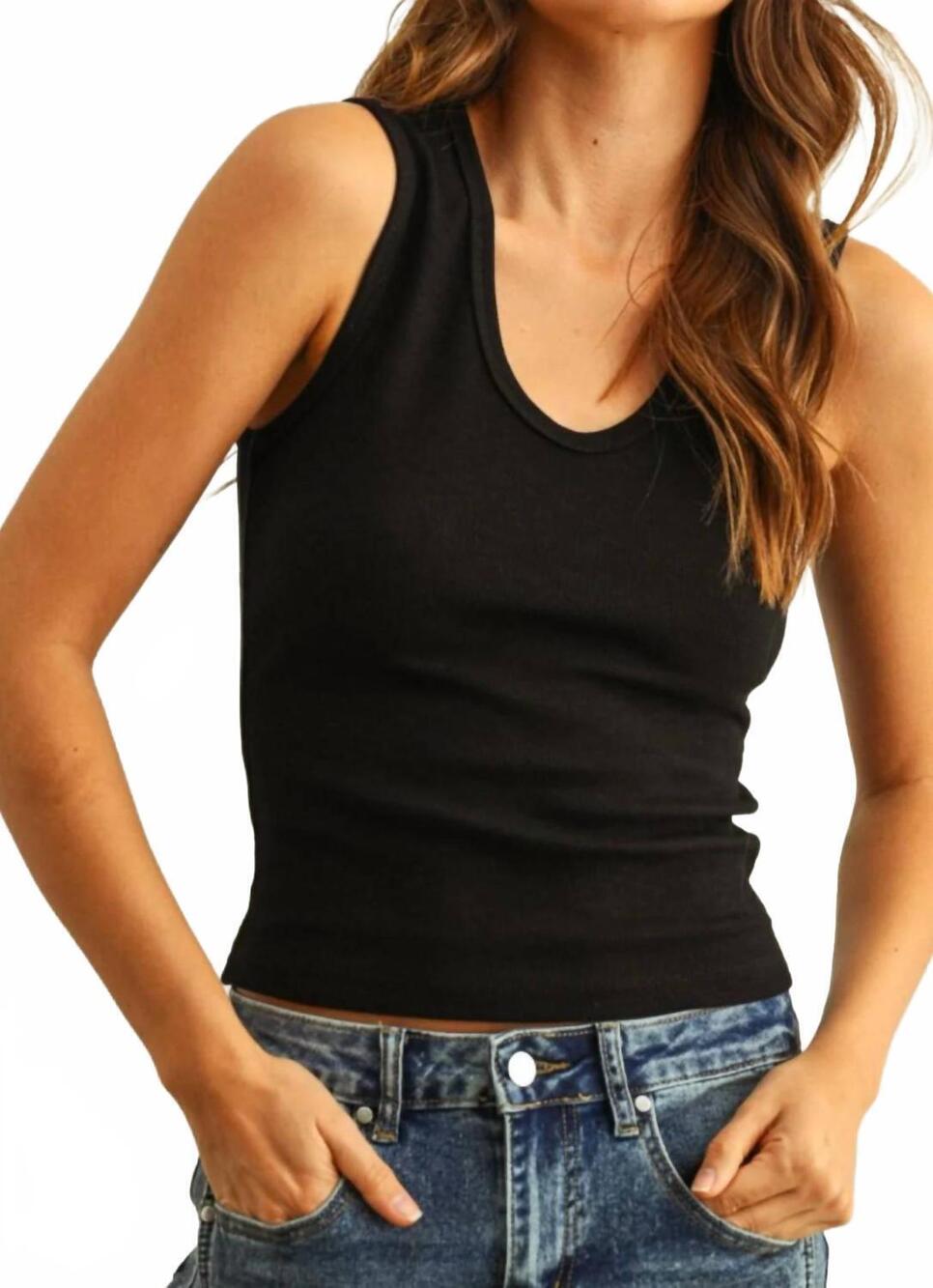 NEW MIOU MUSE essential ribbed tank in black